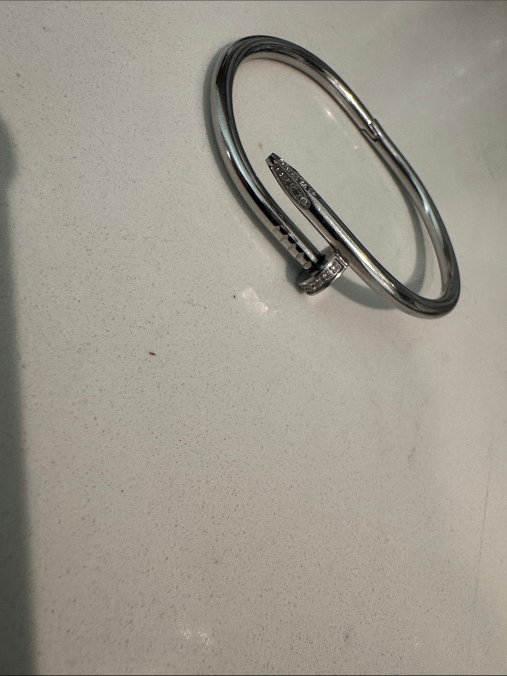 Silver Nail-Style Hinged Bangle Bracelet - Silver